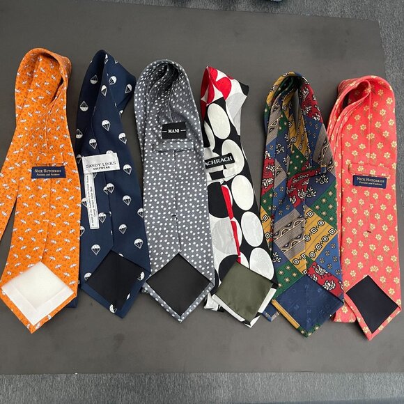 Various Brands & Design Neck Tie Lot Of 6 - Picture 2 of 2